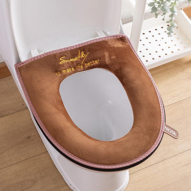 Household Plush Toilet Seat Four Seasons Universal Toilet Cover Bathroom Toilet Waterproof Zipper Toilet Cover