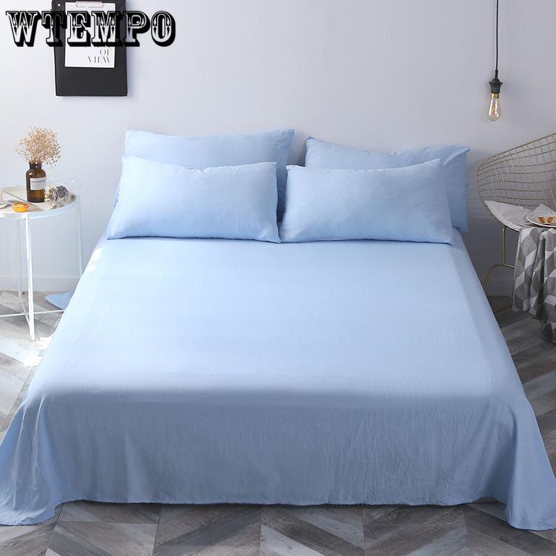 Spring Summer Solid Color Summer Thin Bed Linen Single-piece Washed Cotton Bed Linen Plus Bed Linen Extra Large Family