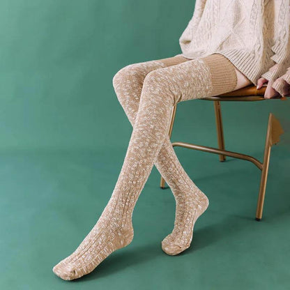 Over The Knee Paddler Female Thickened Plus Legs Student Thick Wool Knit Autumn and Winter Warm High Tube Thigh Socks