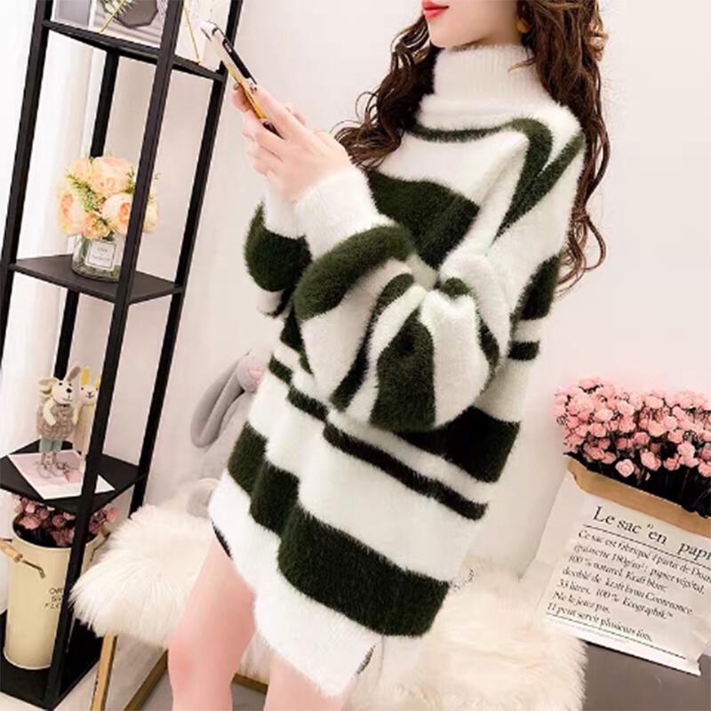 Water Jacket Jacket Warm Winter Jacket Autumn and Winter Thick Turtleneck Sweater Female Loose