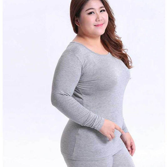 Add Fertilizer To Increase Thermal Underwear Women's Thin Velvet Suit Bottoming Shirt Autumn and Winter Plus Size Pajamas 200 Kg