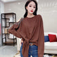 Autumn Round Neck Loose T-shirt Fashion Sexy Off-the-shoulder Tops Solid Color Diamond Coat