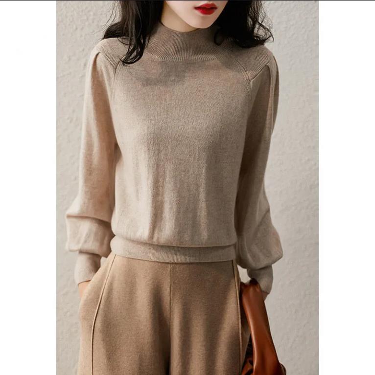 Autumn and Winter Round Neck Ladies Sweater Elegant Temperament Gentle Knit Sweater Versatile Waist Casual Shirt