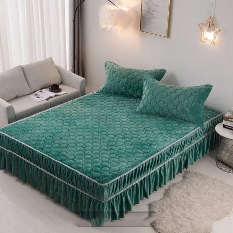 Mattress Cover Lace Stitching Bed Skirt Solid Color One-piece Cover Non-slip Breathable Bedspread Simmons Protective Cover