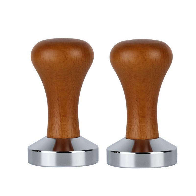 51/58mm Coffee Tamper Wooden Handle Wood Grain Press Powder Hammer Cloth Powder Filler Espresso Maker Supporting Appliance