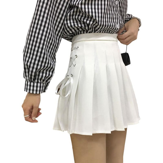 Pleated Skirt School Girl Plaid A-Line Flare Skater Short Skirt Uniforms Cosplay Sweet Girls Women High Waist