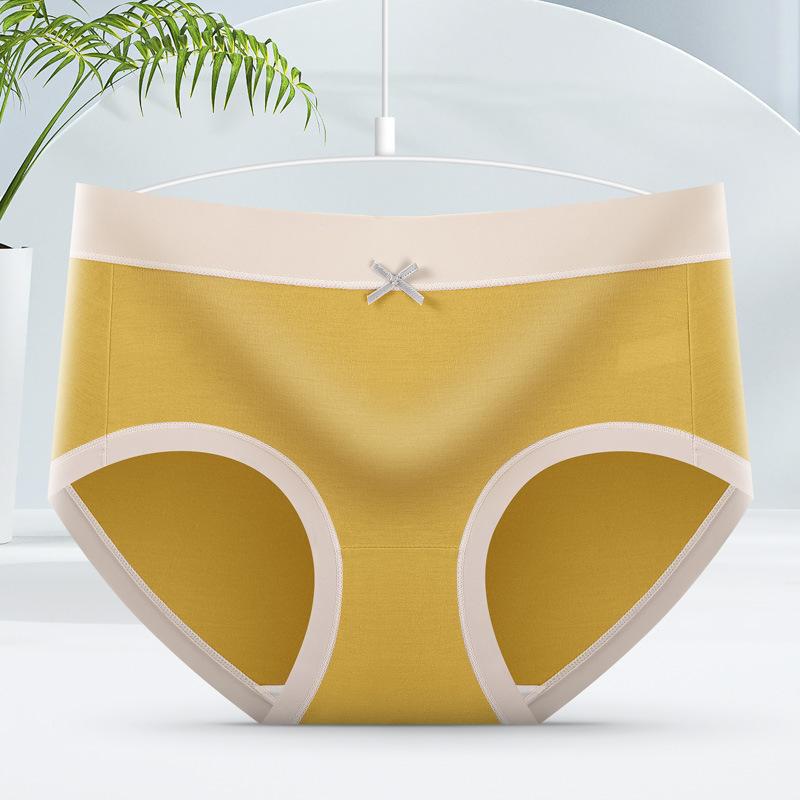 7Pcs/Set Women's Spring All-match Large Size Causal Cotton Briefs Ladies Summer Mid Waist Solid Color Highly Elastic Seamless Underpants