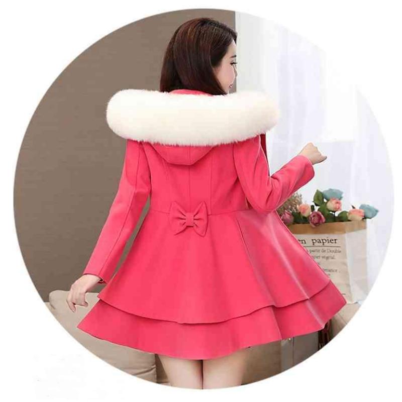 Fashionable Women's Skirt Hem Woolen Coat Waist Mid-length Slim and Thin Small Fragrant Wind Woolen Coat