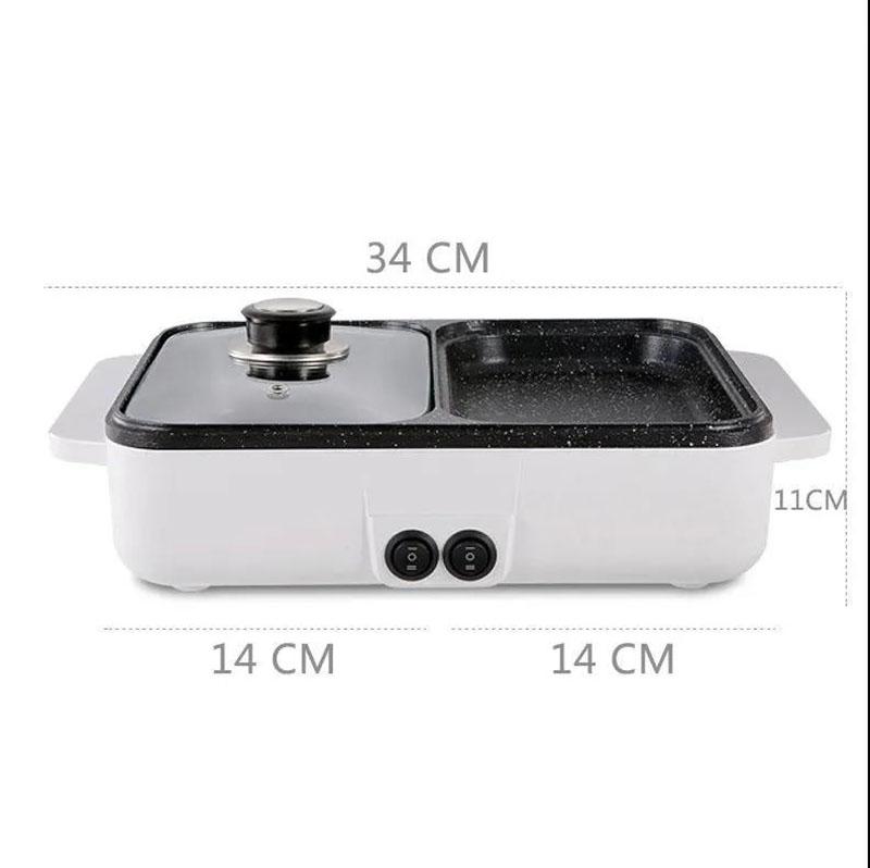 1200W Double BBC Heat Pot Machine Fried Steak Pan Multi-purpose Grill Pan Smokeless Nonstick Pot