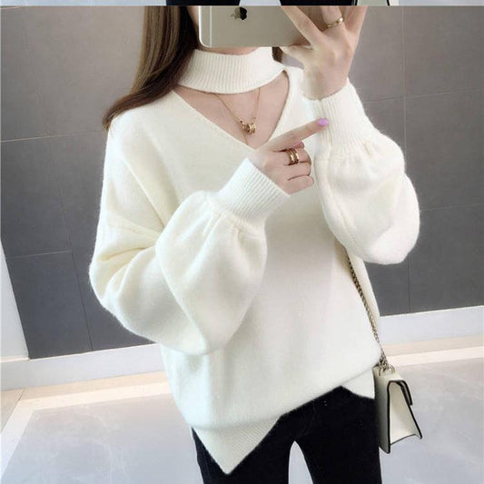 Thick O- Neck Women Sweater Streetwear Knitted Pullovers Top Autumn Winter Christmas Sweater Pull