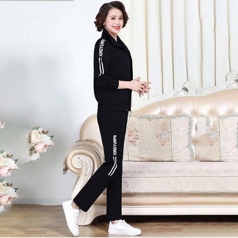 Mother's Two-piece Women's Casual Suit Jacket Sportswear Zipper Jacket + Sweatpants Women's Loose Casual Homewear