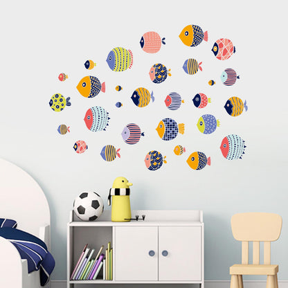 Cartoon sea animal stickers wall stickers wardrobe tile stickers small fish