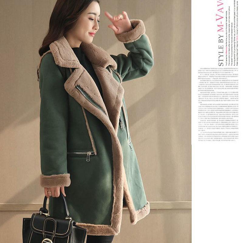 Suede Cotton Coat Winter Korean Version of Loose Thick Fur Lamb Fur Coat Female Mid-length Coat