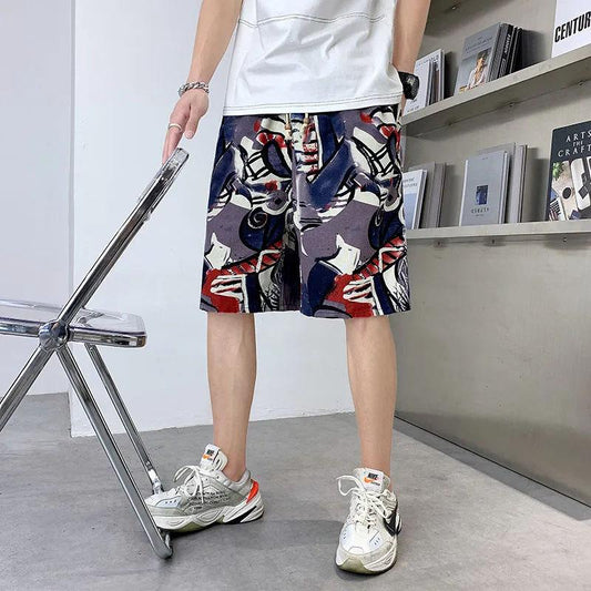 Men's Summer Outer Wear Cotton Shorts Loose Sports and Leisure Five-point Pants Large Size Wild Printing Soft Breathable Comfortable Beach Shorts