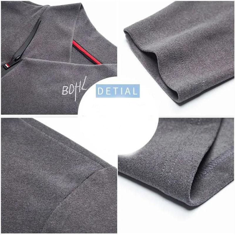 Winter Warm Double-faced Fleece Long-sleeved Men's Stand-up Collar T-shirt Fleece Warm Top