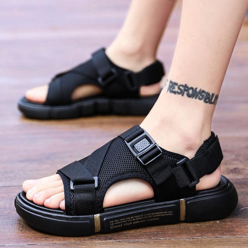 Men's Summer Casual Sandals Non-slip Breathable Black Slippers