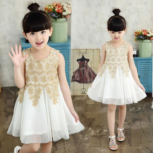 Baby Vest Gauze Skirt Girls Dress Party Dress Children's Clothing Children Stitching Dress Long Dress