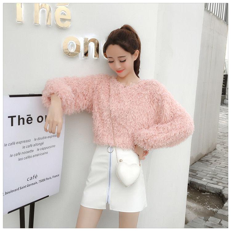 Mink Autumn Fashion Sweater Korean Loose Slim Pullover Short Casual Young Women's Jacket