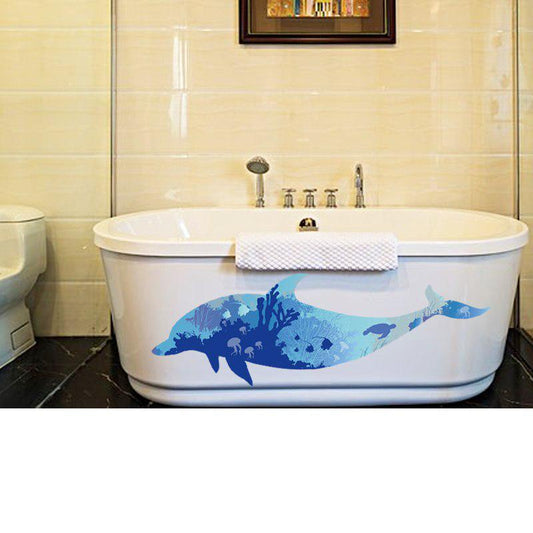 [Wall sticker ]3d Dolphin Silhouette Wall Stickers For Kids Rooms Baby Bedroom Bathroom Toilet Wc Ch