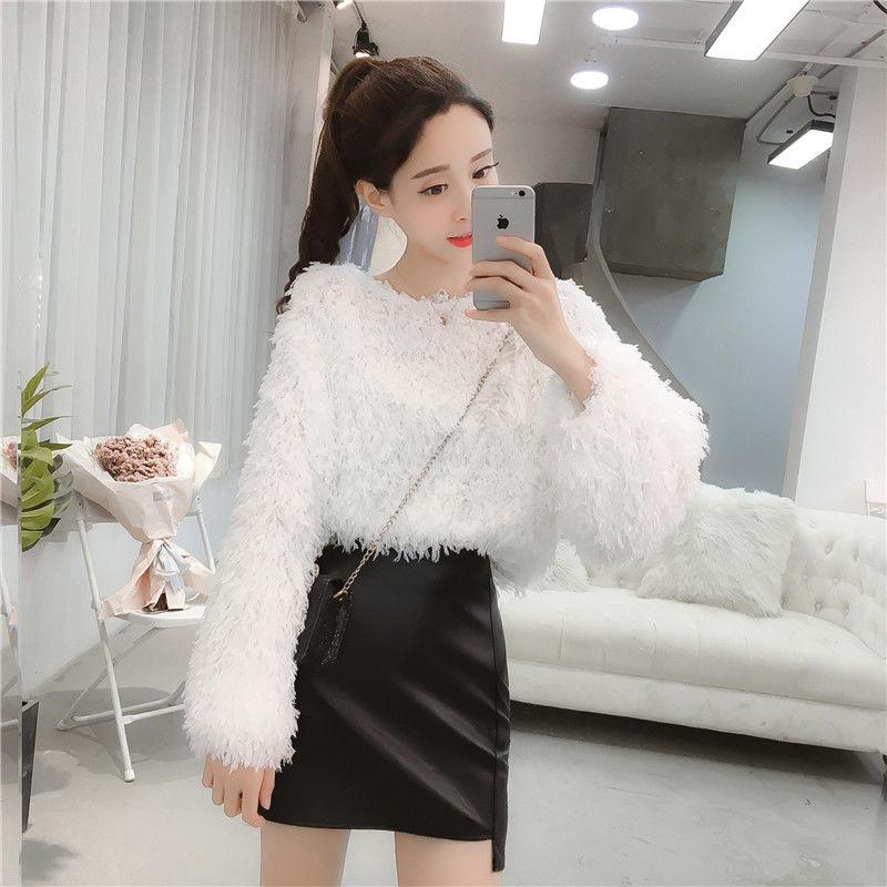 Mink Autumn Fashion Sweater Korean Loose Slim Pullover Short Casual Young Women's Jacket