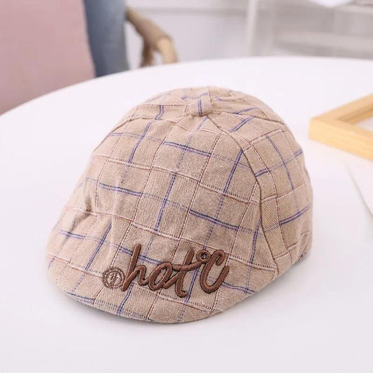 Boys Spring and Autumn Plaid Beret Cap Toddler Retro Cap 5 Months-2 Years Old Baby Painter Hat Outdoor Casual Beanie Cap