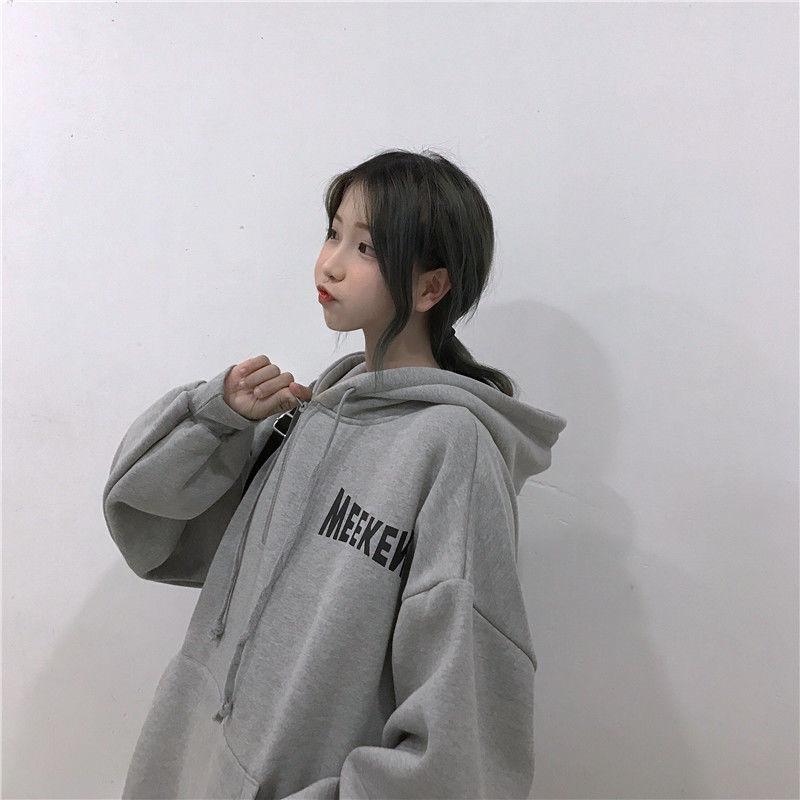 Sweatshirt wild large size long sleeve warm hooded tops autumn and winter sweater cotton women's