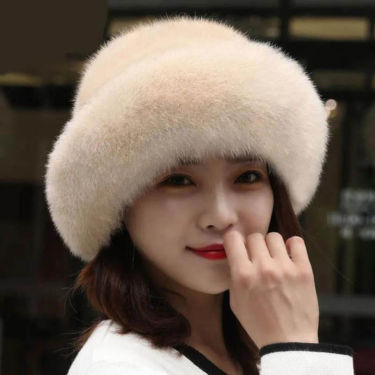 Women Fluffy Knitted Winter Warm Rex Rabbit Soft Fur Hats Casual Autumn Ladies Caps