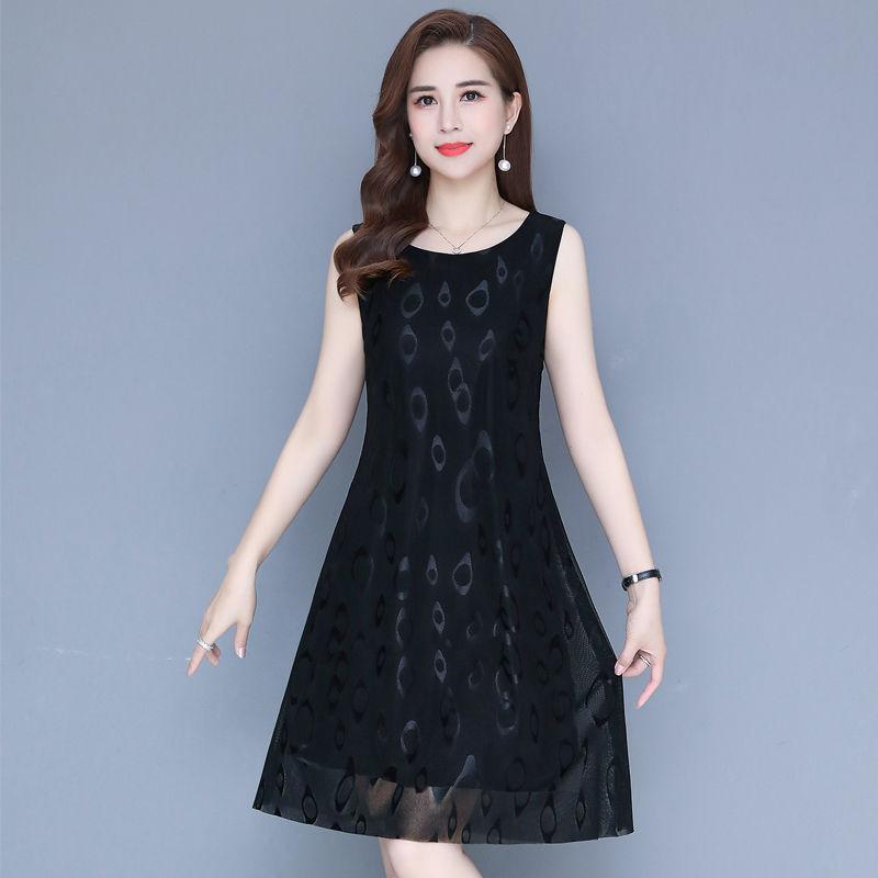 Female Summer Sleeveless Base Shirt Holiday Dress Loose Slim Vintage Elegant A-line Vacation Dress