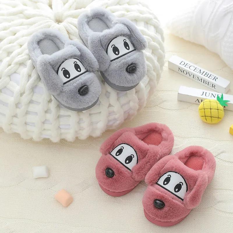 Children's Cotton Slippers Cute Cartoon Thick Warm Shoes Boys and Girls Home Fur Slippers