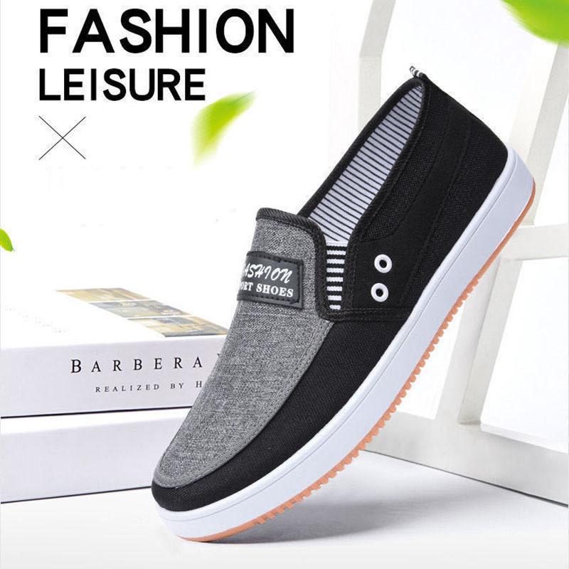 Tendon Bottom Male Old Beijing Cloth Shoes Denim Canvas Shoes Flat Casual Non-slip Wear-resistant Low-top Sneakers