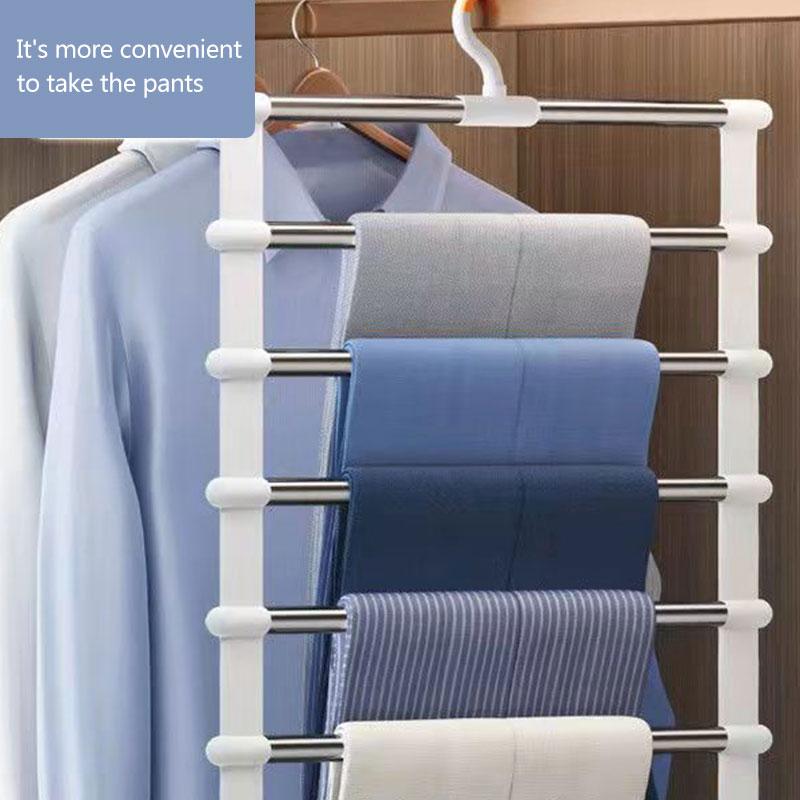 Pants Rack Household Foldable Magic Pants Special Hanger Stainless Steel Pants Hanging Multi-layer Rack Storage Artifact Towel Scarf Tie Rack