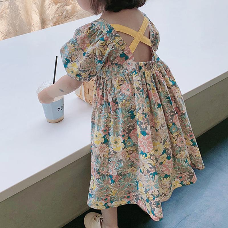 Toddler Baby Girls Clothes Summer Short Sleeve Floral Princess Birthday Dress Dresses for Girl Baby Clothing Thin Costume Dress