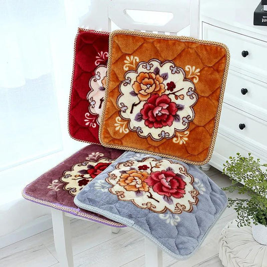 4 Packs Thick Non-slip Plush Cushion Vintage Floral Square Cushion Chair Office Restaurant Chair Cushion Student Classroom Stool Cushion Butt Cushion