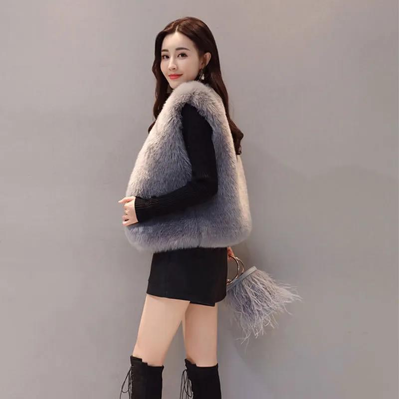 Women's Fur Vest Autumn and Winter Short Fox Fur Thin Warm Coat