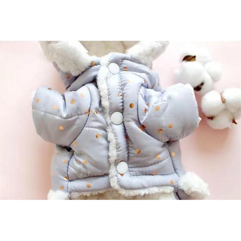 Pet Dog Cat Clothes Winter Warm Clothing Four Legs Cotton Hooded Coat Dot Button Thick Hoodies Jackets Casual Waterproof Outwear