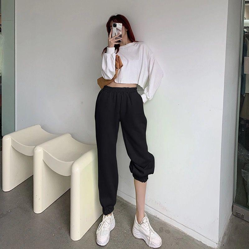 Candy-colored Thin Section Sports and Leisure Women's Summer Loose High-waisted Thin Solid Color Trousers Long Pants