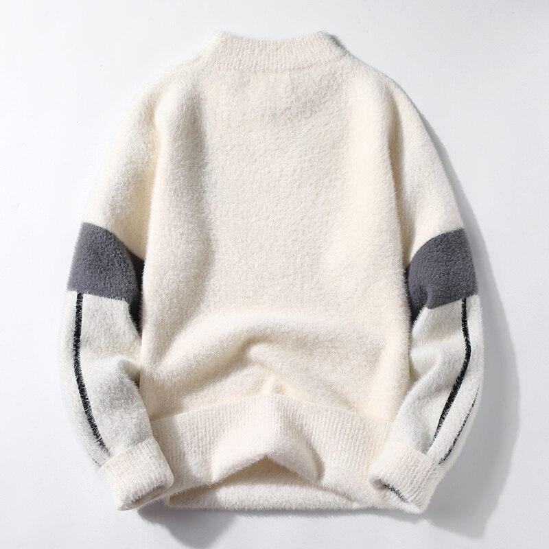 Fall/winter Men's Sweater Fashion Loose Mink Sweater Round Neck Thickening Bottoming Shirt