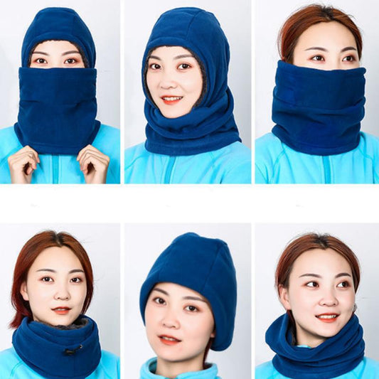 Unisex Winter Outdoor Sports Fleece Hats for Men and Women Dust-proof and Cold-proof Plus Velvet Thickened Collar Warm Ear Protection Headgear