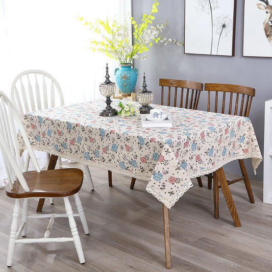 Pastoral Dining Table Tablecloth Cloth Art Cotton Hemp Rectangular Coffee Table Cloth Nordic Style Desk Tablecloth Round Cover Cloth Towel