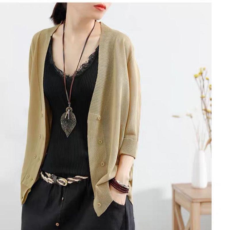 Spring and Autumn Linen Cardigan Sweater Large Size Loose Casual Jacket Fashion Young Women Top