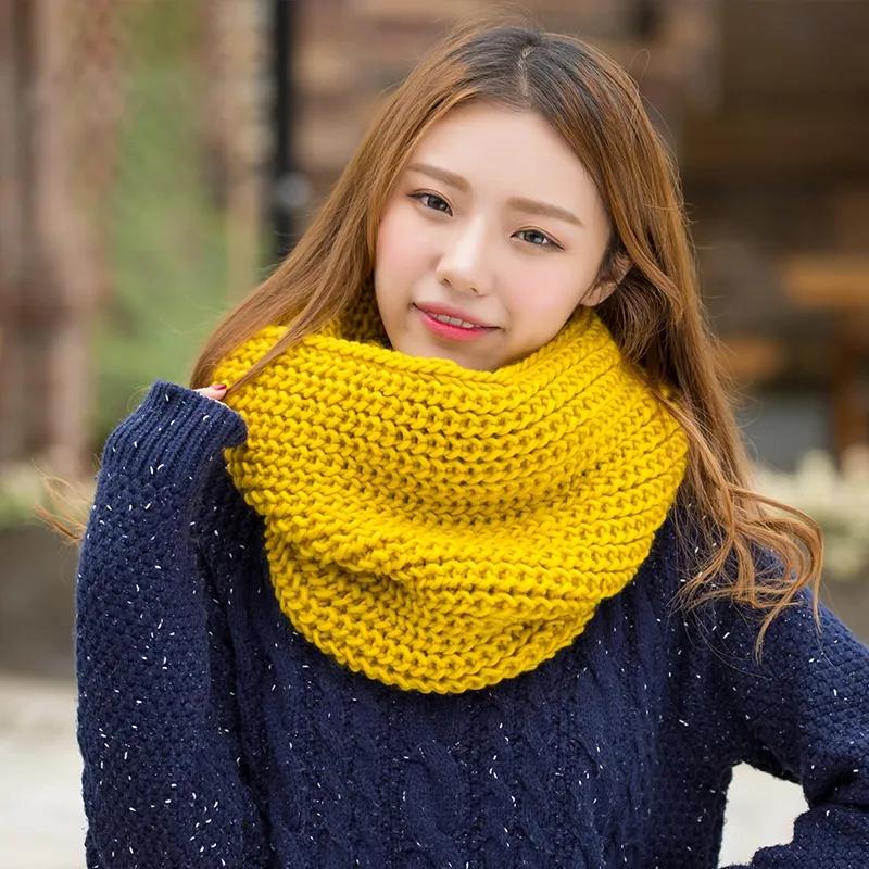 Women's Winter Scarf Padded Bib Pullover To Keep Warm Korean Style Knitted Solid Color Scarf Soft Handmade Knitting Neck Collar Scarves Thermal Scarf