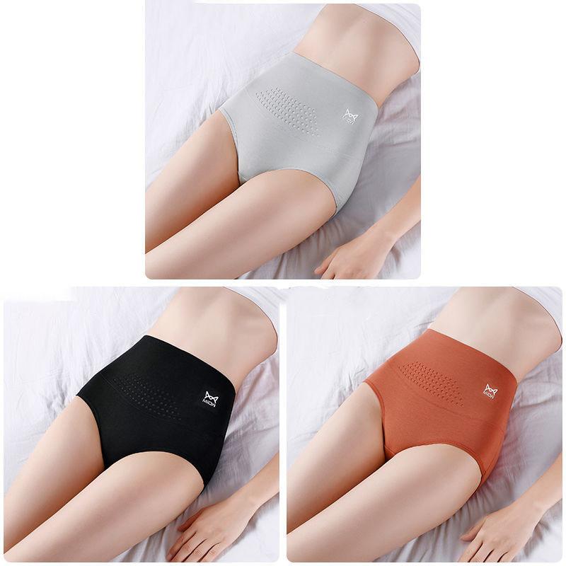 3-pack Women's High-waist Cotton Panties Graphene Antibacterial Bottom Crotch Thermal Underwear Postpartum Belly Shaping Briefs