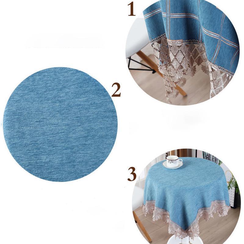 Lace Nordic Minimalist Style Tablecloth Light Luxury Rectangular Round Table Blue Small Round Tablecloth Chinese Coffee Table Cover Cloth Towel