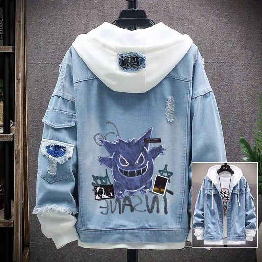 Denim Jacket Women Plus Velvet Autumn and Winter Jacket Casual All-match Denim Hooded Jacket Long-sleeved Warm Jacket