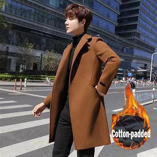 Men's Wool Coat Winter Warm Long Trench Jacket Male Single Breasted Business Casual Overcoat Parka