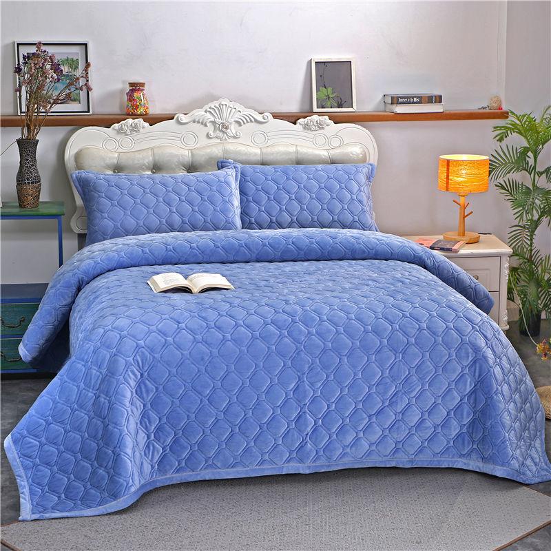 1PC Crystal Fleece Soft Warm Blanket Sheets Thick Ab Version Flannel Bed Cover Blanket Coral Fleece Quilted Sheets Single Double Blanket