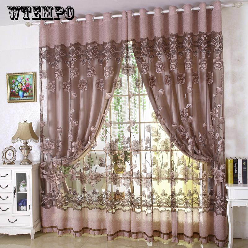 WTEMPO Window Curtain Printed Bedroom Curtain Home Texitle Semi-Blackout Curtain