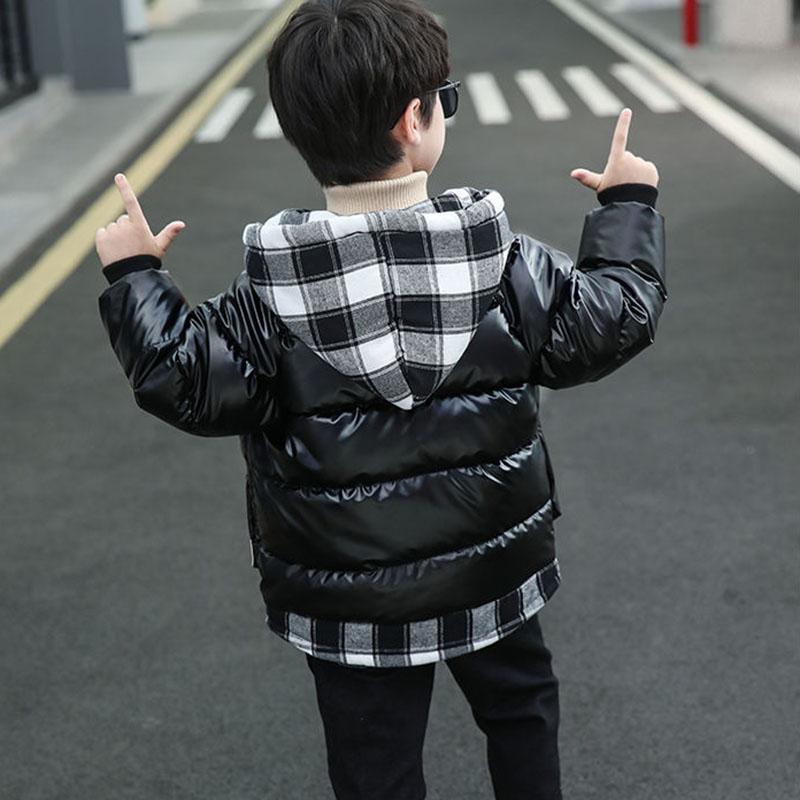 Children's Bright Cotton-padded Jacket Mid-length Boys and Girls Winter Jacket Hooded Padded Jacket Loose Hooded Down Jacket