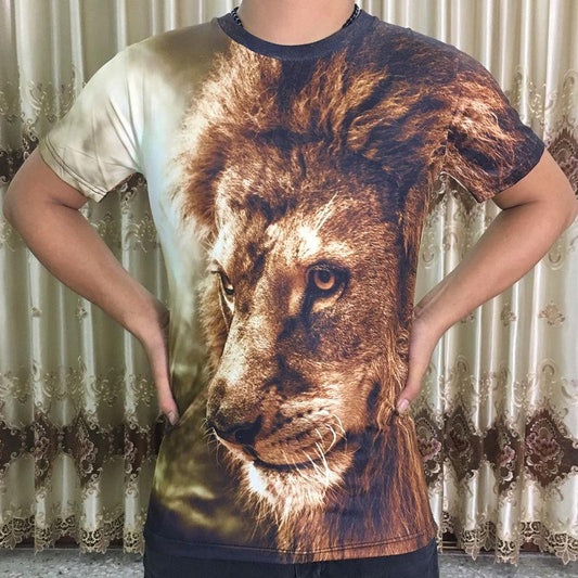 3D digital printing T-shirt male personality short-sleeved T-shirt large size men's clothes summer