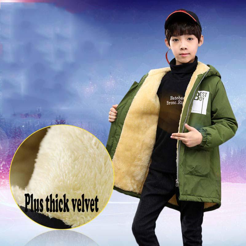 Children's Clothing Children's Fleece Coat Winter Letter Print Warm Jacket Boys Cotton Hooded Jacket